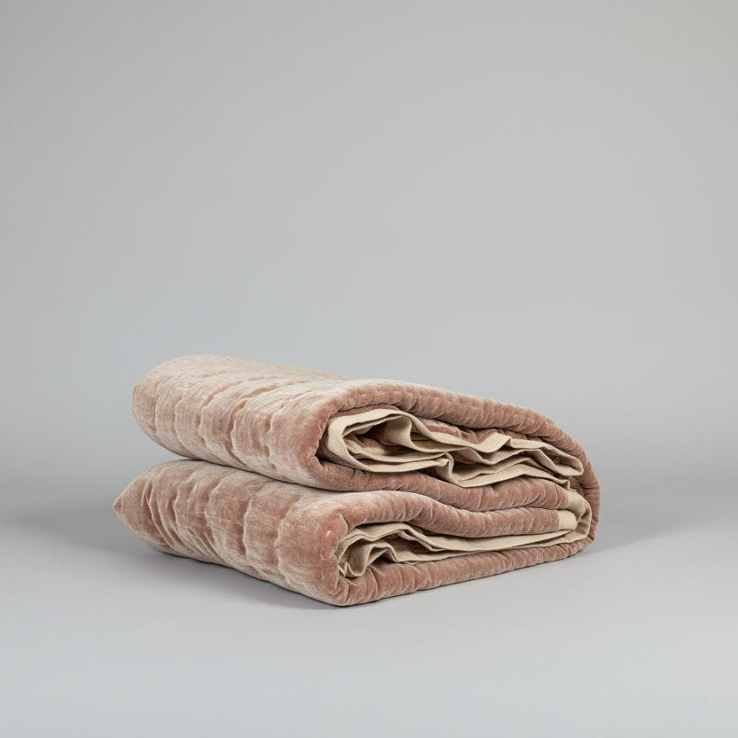 Maitri: Stonewashed Velvet quilt - CLAY