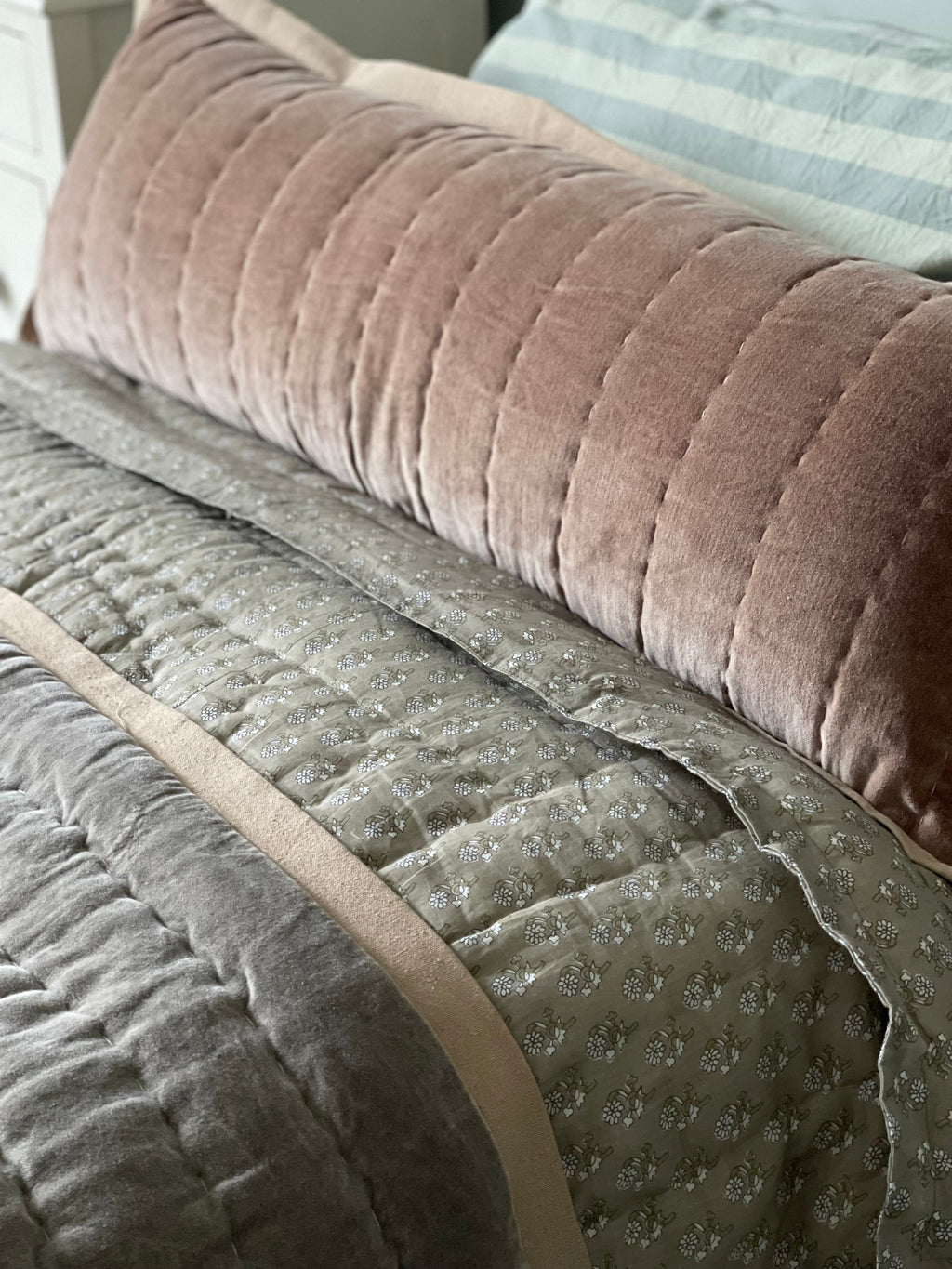 Maitri : Stonewashed Velvet Cushion  - Clay (30x90)