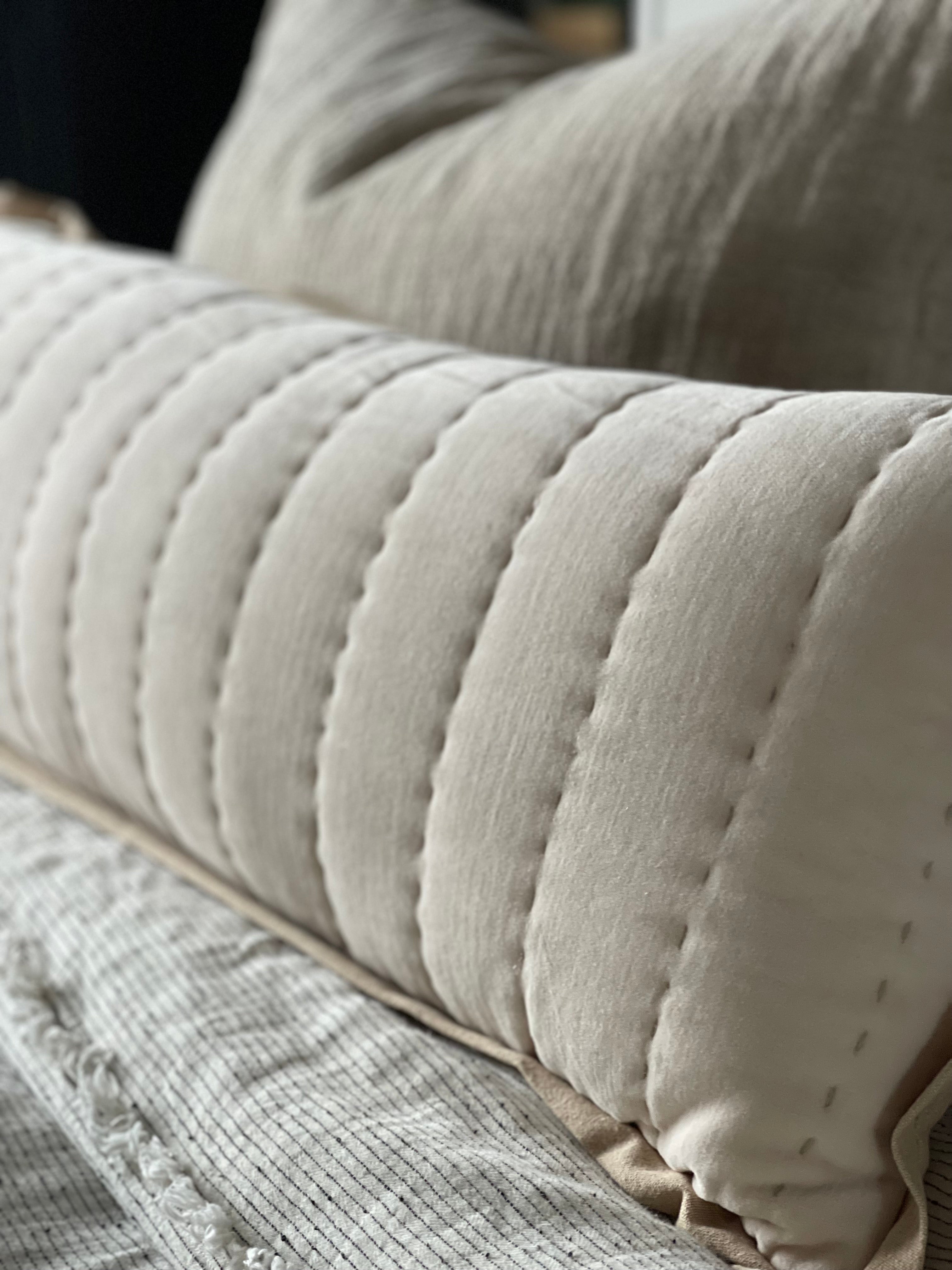 Maitri : Stonewashed Velvet Cushion- old Pink (30x90)