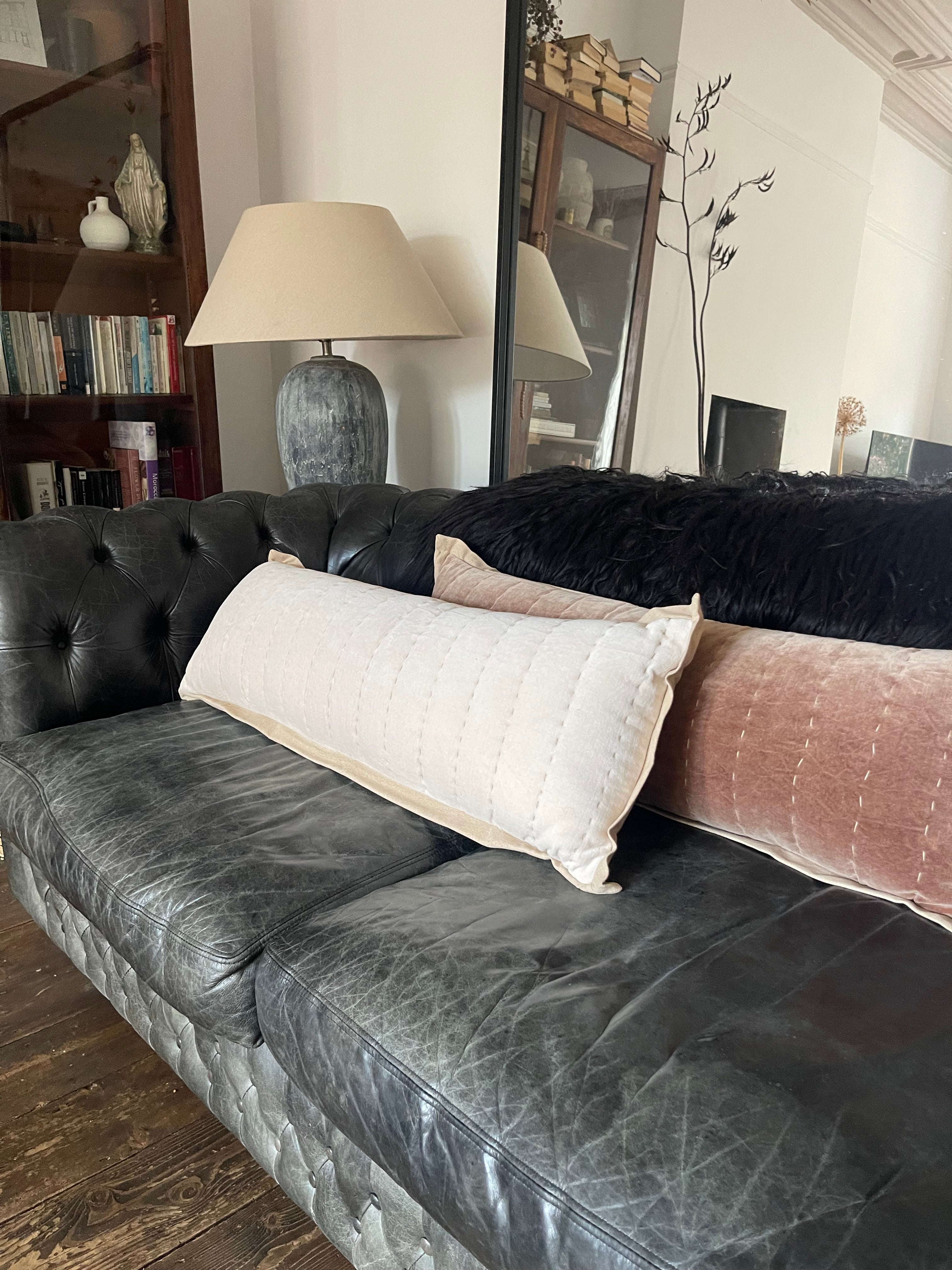 Maitri : Stonewashed Velvet Cushion- old Pink (30x90)