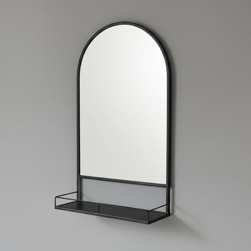 Thomas Black iron mirror with shelf