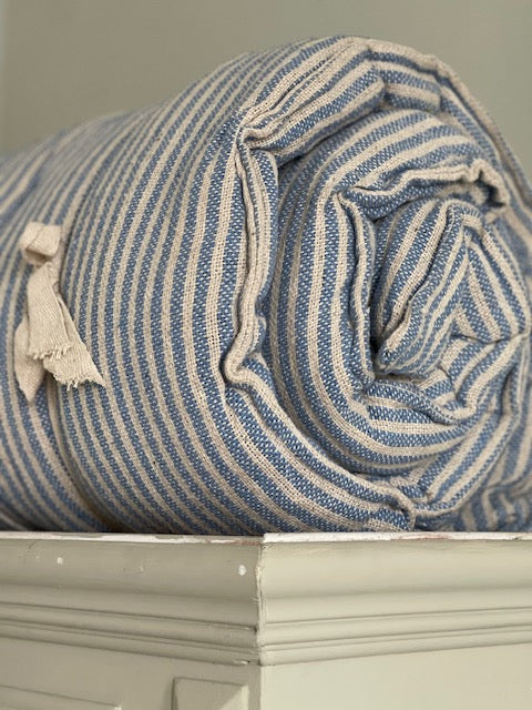 Maitri: Cream and blue striped mattress