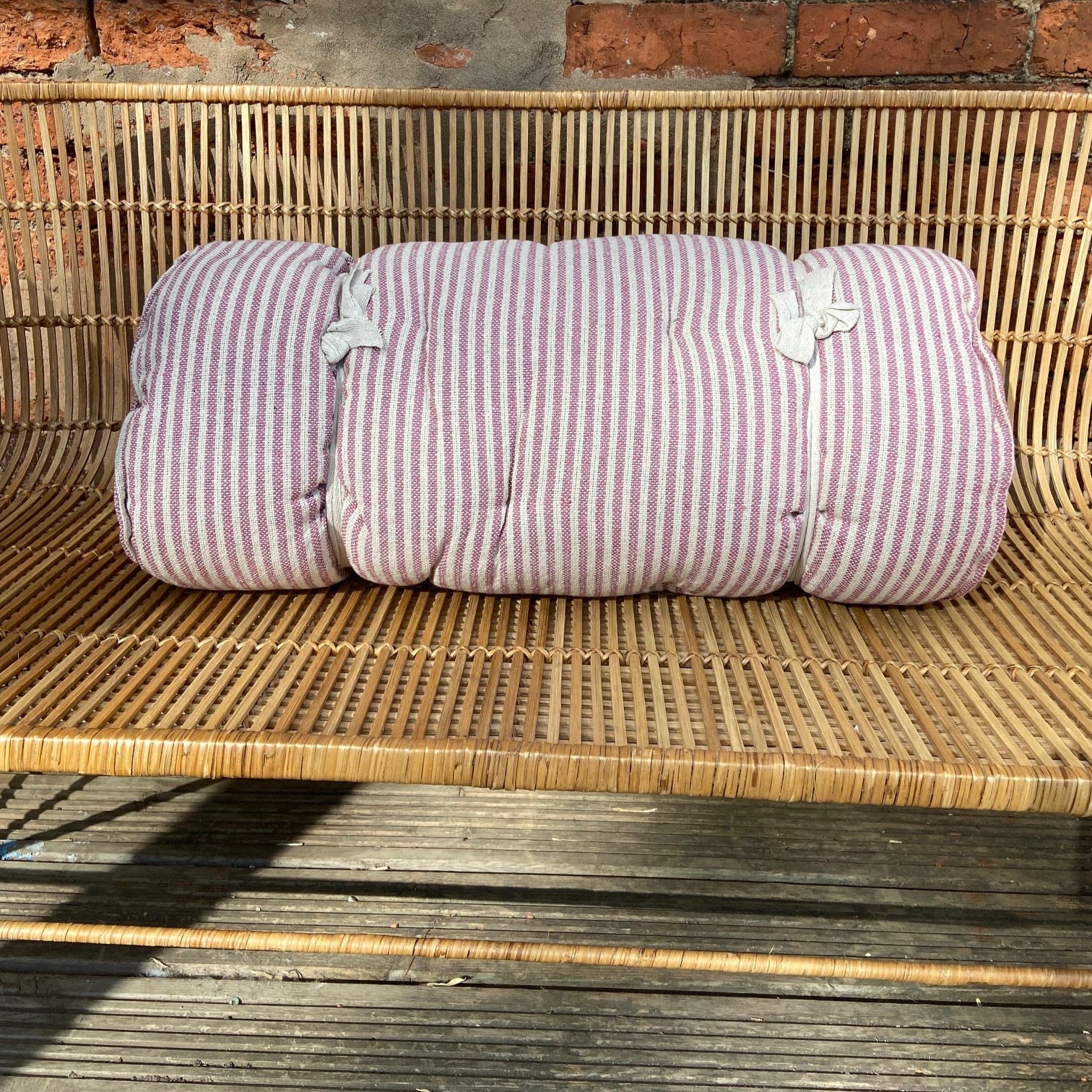 Maitri: Recycled Cream and Dusty Pink stripes mattress