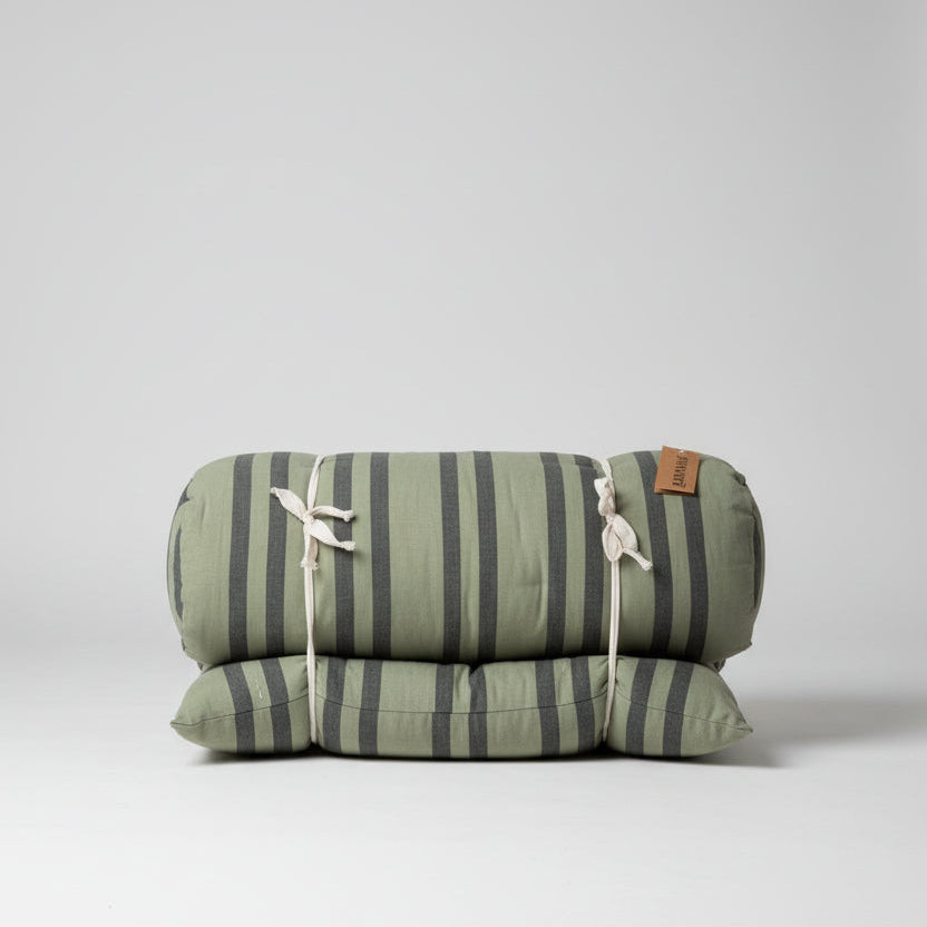 Maitri: Double sided printed cotton mattress 70 x 180cm Olive green, charcoal