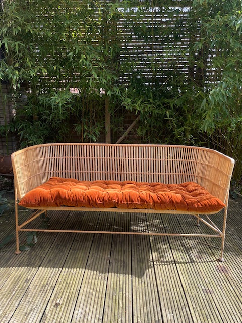 Lyla Linen / Velvet floor mattress 60 x 140cm Rust velvet w'cotton filling