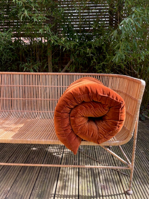 Lyla Linen / Velvet floor mattress 60 x 140cm Rust velvet w'cotton filling