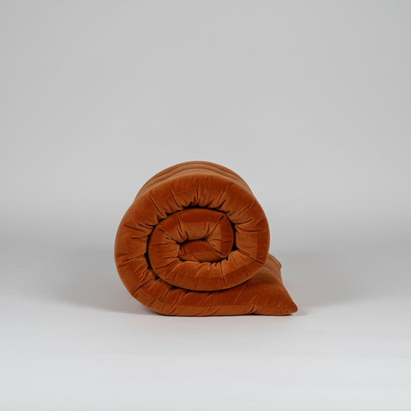 Lyla Linen / Velvet floor mattress 60 x 140cm Rust velvet w'cotton filling