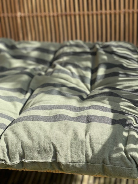 Maitri: Double sided printed cotton mattress 60 x 100cm Olive green, charcoal