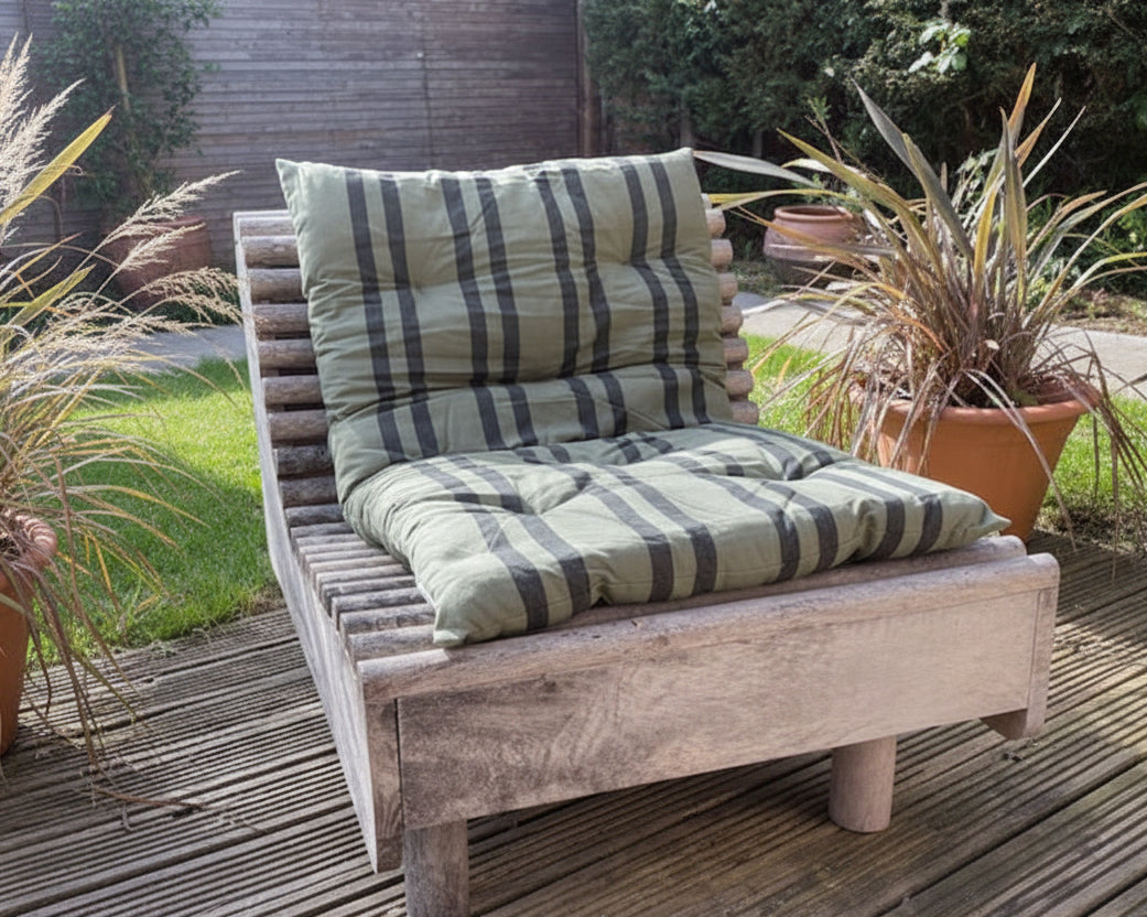 Maitri: Double sided printed cotton mattress 60 x 100cm Olive green, charcoal