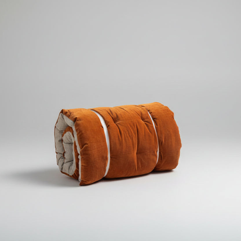 Lyla Linen / Velvet floor mattress 70 x 175cm Rust / Natural w'cotton filling