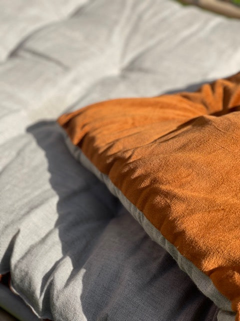 Lyla Linen / Velvet floor mattress 70 x 175cm Rust / Natural w'cotton filling