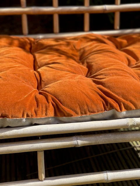 Lyla Linen / Velvet floor mattress 70 x 175cm Rust / Natural w'cotton filling