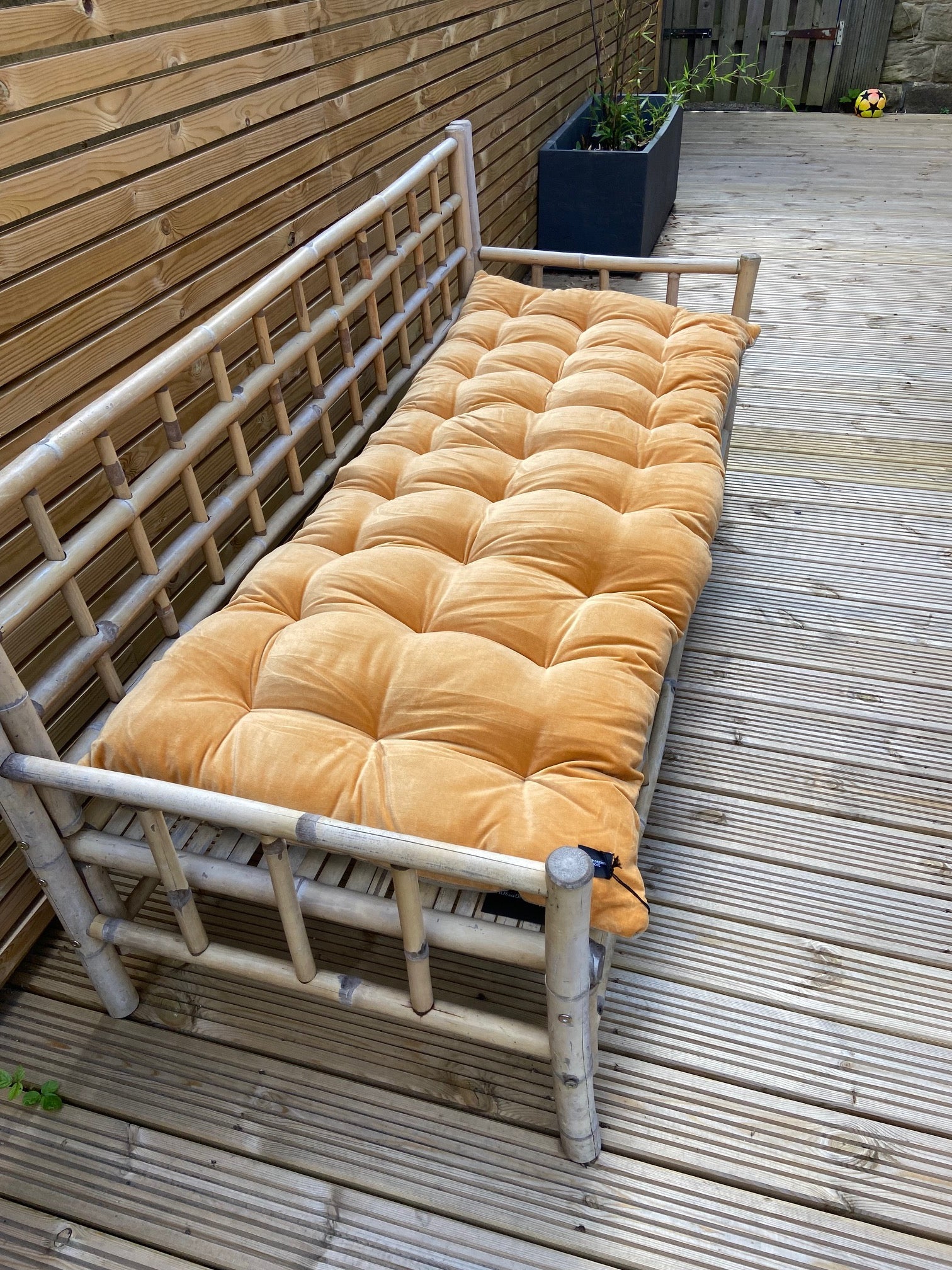 Lyla Linen / Velvet floor mattress 70 x 175cm Mustard / Natural