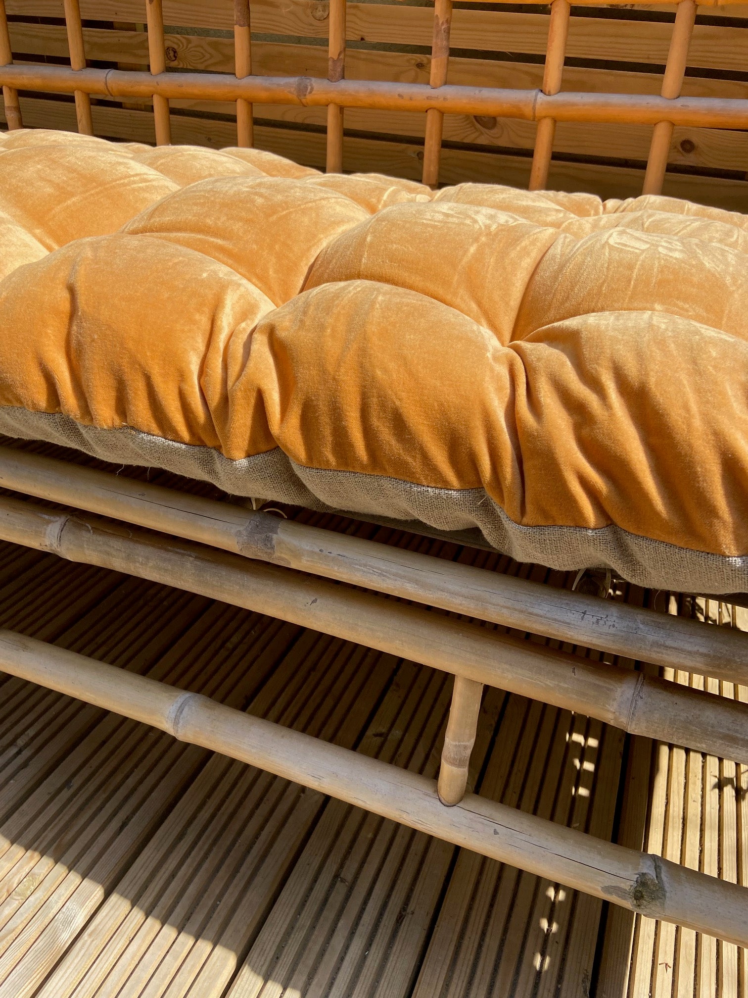 Lyla Linen / Velvet floor mattress 70 x 175cm Mustard / Natural