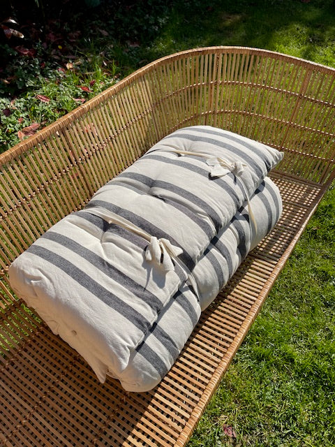 Maitri Cream and charcoal striped mattress 70 x 175cm