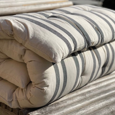 Maitri Cream and charcoal striped mattress 70 x 175cm
