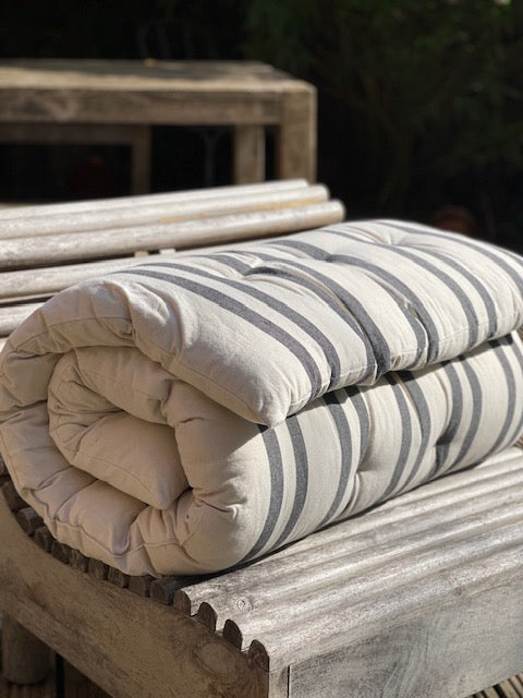 Maitri Cream and charcoal striped mattress 70 x 175cm