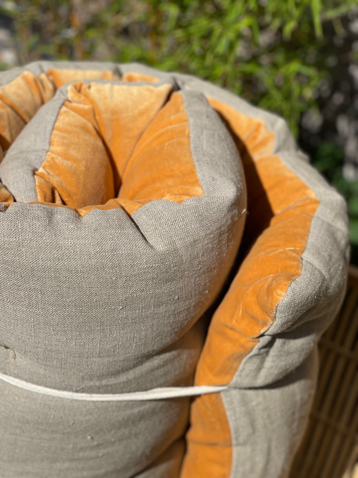 Lyla Linen / Velvet floor mattress 70 x 175cm Mustard / Natural