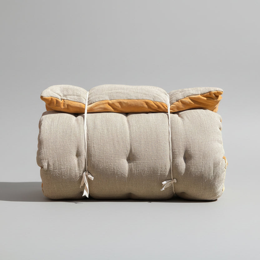 Lyla Linen / Velvet floor mattress 70 x 175cm Mustard / Natural