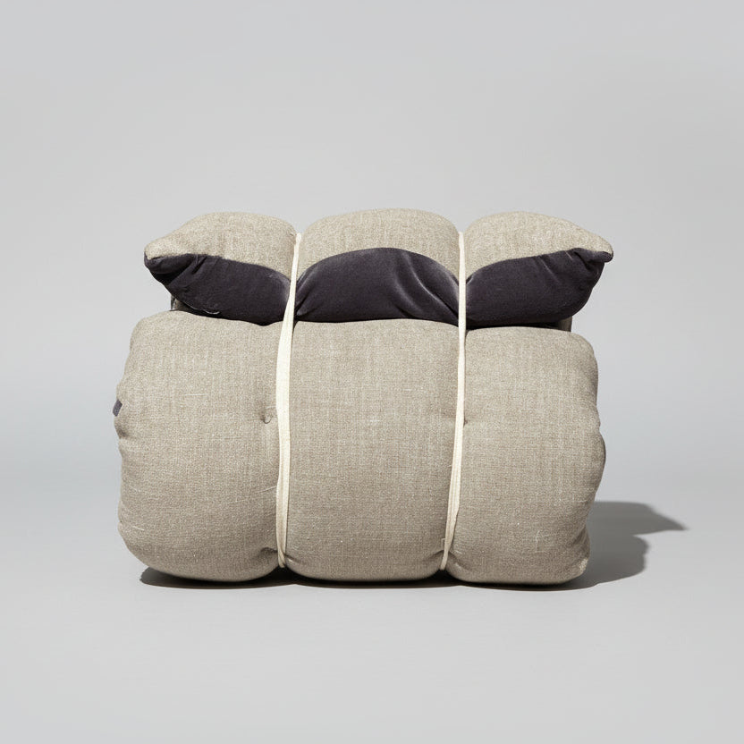 Lyla Linen / Velvet floor mattress 45 x 125 cm Charcoal/ Natural