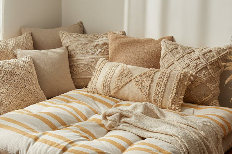 Maitri Cream and amber striped mattress 70CM X 175