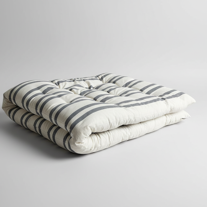 Maitri Cream and charcoal striped mattress 70 x 175cm