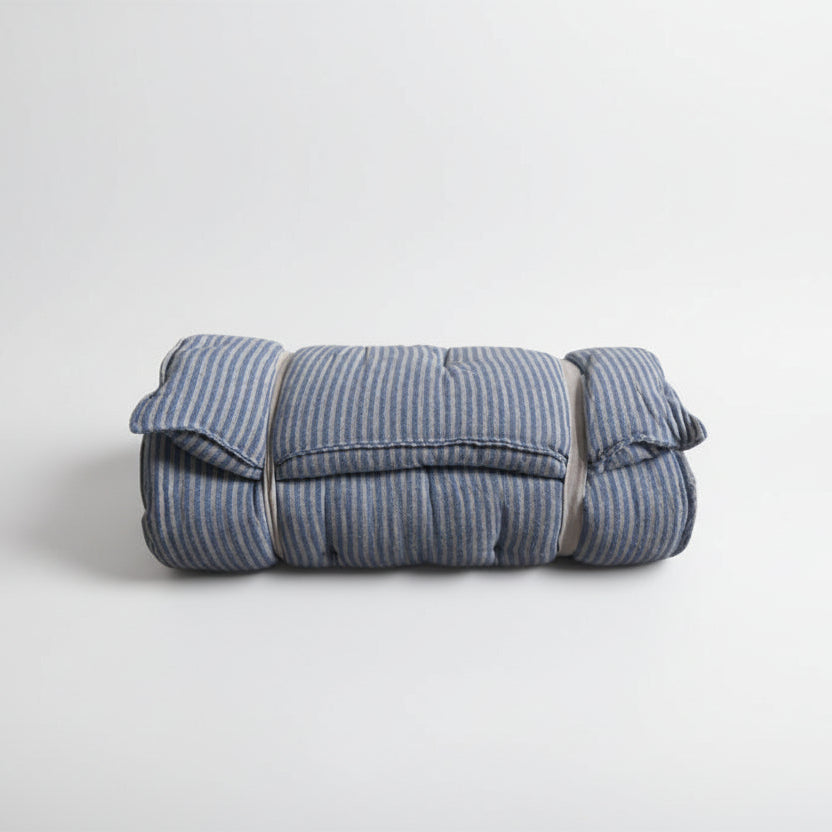 Maitri: Cream and blue striped mattress