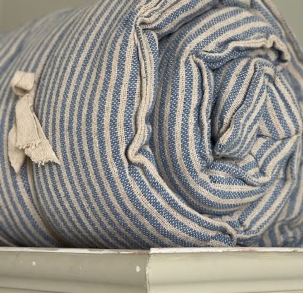 Maitri: Cream and blue striped mattress