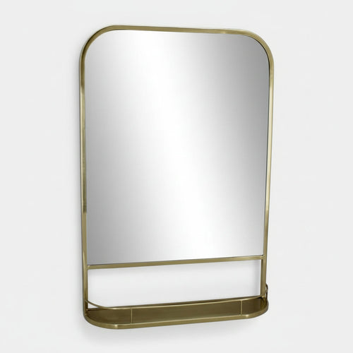 Lucas Wall mirror w/mini shelf Brass Tone