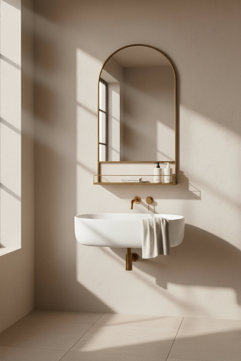 Thomas Gold iron mirror with shelf